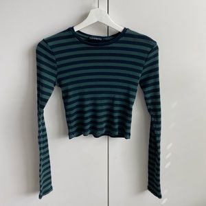 Brandy Melville Striped Long Sleeve Crop Top
